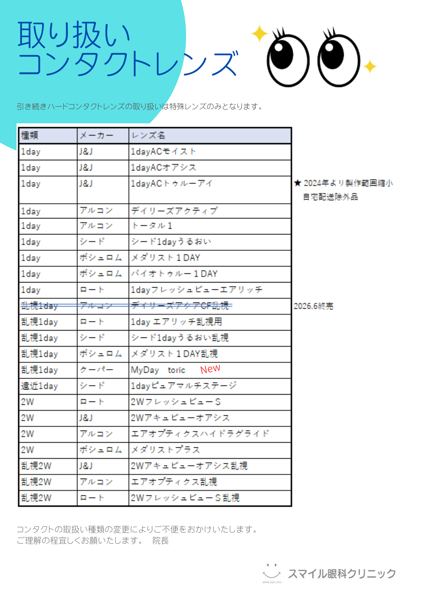 コンタクトレンズの種類